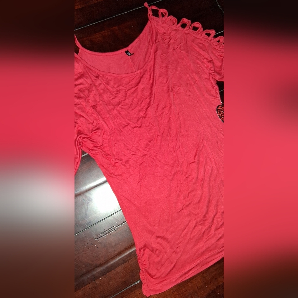 Splash Red Women's Top with Cutout Details